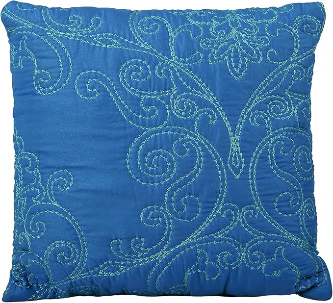 Home Soft Things Damask 4 Piece Bedspread Set,Scalloped Edge Reversible Quilt Coverlet Comforter Prewashed Bedding Set, Matelasse Embossed Floral Solid Pattern,Palace Blue Oversize King(120" x 120")