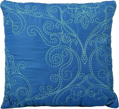 Home Soft Things Damask 4 Piece Bedspread Set,Scalloped Edge Reversible Quilt Coverlet Comforter Prewashed Bedding Set, Matelasse Embossed Floral Solid Pattern,Palace Blue Oversize King(120" x 120")