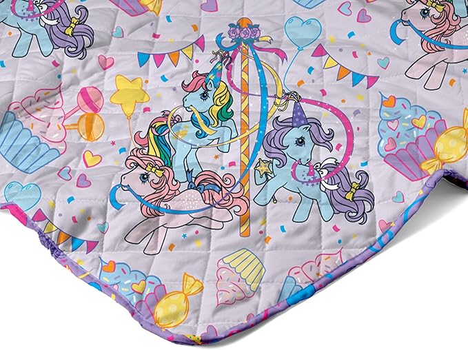 Northwest My Little Pony Pony Party Quilted Blanket, Comfy Throw, Adults Boys Girls, Soft Lightweight Bedding for Bed, or Couch, 60 x 80 inches