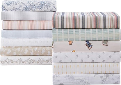Tommy Bahama - Queen Size Sheets Set, Crisp & Tailored Cooling Sheets with a Smooth Cotton Percale Lightweight Feel - Bed Sheets with Matching Pillowcases & Fitted Sheet (Vintage Map Grey)