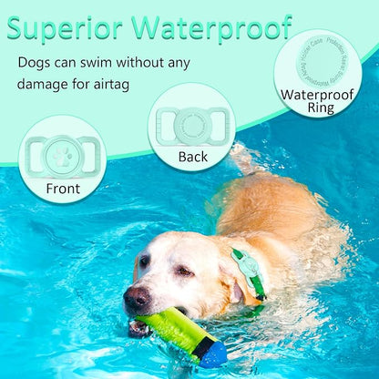 SANKALA Airtag Dog Collar Holder, Waterproof, Light Green, 1 Pack | Silicone Full Body Covered, Anti-Lost Protective, Fits All Width Collars, for Apple AirTag(Gen 1 & 2), Signal Friendly