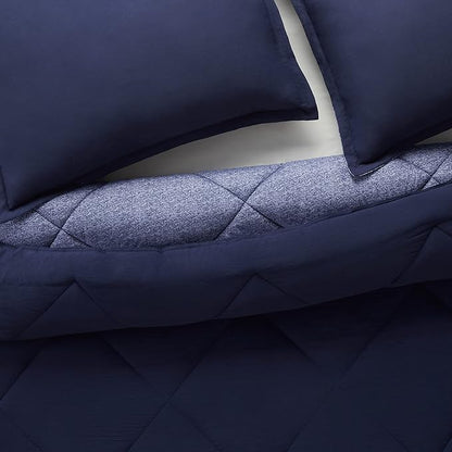 Serta Supersoft Cooling 2 Piece Reversible Comforter Set with Pillow Covers for All Season, Twin/Twin XL, Peacoat