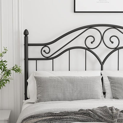 Headboard for Full Size Bed Frame Vintage Platform Bed Metal Headboard Only | Height Adjustable,Sturdy and Stable,Easy Assembly,Black