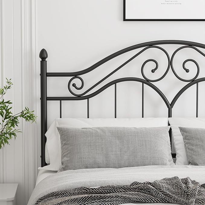 Headboard for Queen Size Bed Frame Vintage Bed Metal Headboard Only | Platform Bed Headboard,Height Adjustable,Sturdy and Stable,Easy Assembly,Black