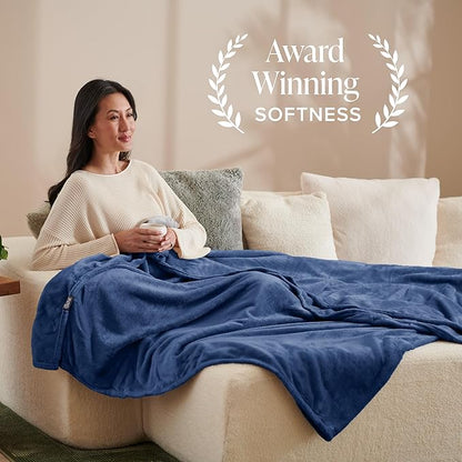 Bare Home Fleece Blanket - Twin/Twin Extra Long - Ultra-Soft Lightweight for Bed, Sofa, and Couch - Luxury Microplush - Cozy Warm Blanket (Twin/Twin XL, Dark Blue)