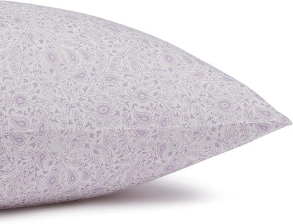 Amazon Basics Lightweight Super Soft Easy Care Microfiber 4-Piece Bed Sheet Set with 14-Inch Deep Pockets, Queen, Lavender Paisley, Printed