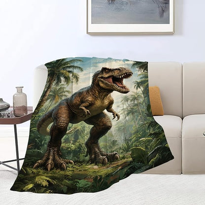Dinosaur Tyrannosaurus Rex Blanket Super Soft Warm Fluffy Fleece Flannel Throw Blanket Cozy Fuzzy Plush Stuff Bedding Blankets Gifts for Women Kids Boys Girls Adults 60"X50"