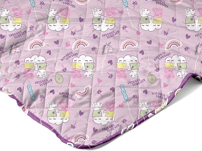 Peppa Pig Fairgrounds Quilted Throw Blanket – Soft Blanket for Kids Featuring Peppa Pig, Lightweight Bedding for Bed, Couch, or Sleepovers, 60 x 80 Inches