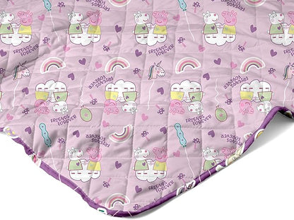 Peppa Pig Fairgrounds Quilted Throw Blanket – Soft Blanket for Kids Featuring Peppa Pig, Lightweight Bedding for Bed, Couch, or Sleepovers, 60 x 80 Inches