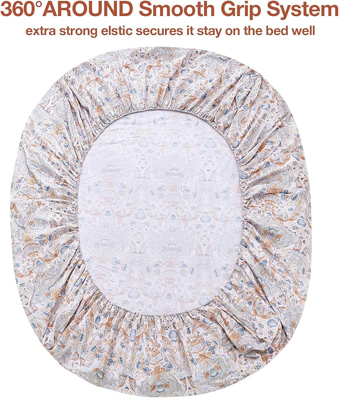 JSD Paisley Printed Sheet Set Twin Size, 3 Piece Soft Pattern Microfiber Sheets Extra Deep Pocket