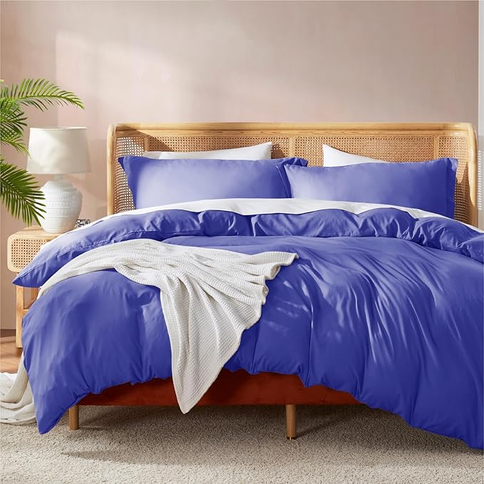 Nestl Royal Blue Duvet Cover King Size - Soft Double Brushed King Duvet Cover Set, 3 Piece, with Button Closure, 1 Duvet Cover 104x90 inches and 2 Pillow Shams
