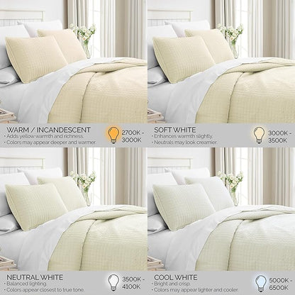 Southshore Fine Living, Inc. Oversized King Quilt Bedding Set, Soft Brushed Microfiber, Wrinkle-Free, Stain and Pet Hair Resistant Bedding, California/King Size Quilt Coverlet Set w/2 Shams, Cream