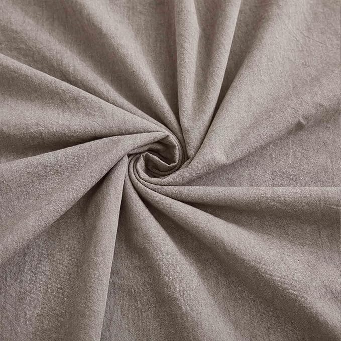 LOVQUE 100% Cotton Duvet Cover Set Twin Size, Mauve Brown Linen-Like Natural Bedding Set with Zipper Closure (No Comforter), Twin Size, Duvet Cover (68"x90") x 1, Pillowsham(20"x26") x 1