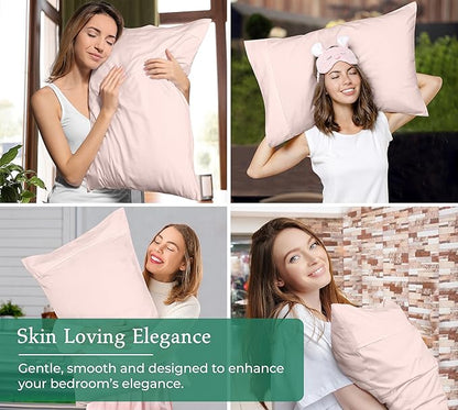 Royale Linens Queen Pillowcase Set of 2 - Bed Pillow Cover - 20" x 30" - Pink Pillowcases - 1800 Brushed Microfiber, Wrinkle & Fade Resistant - Soft & Cozy- Queen Size Pillow Case (Pink)