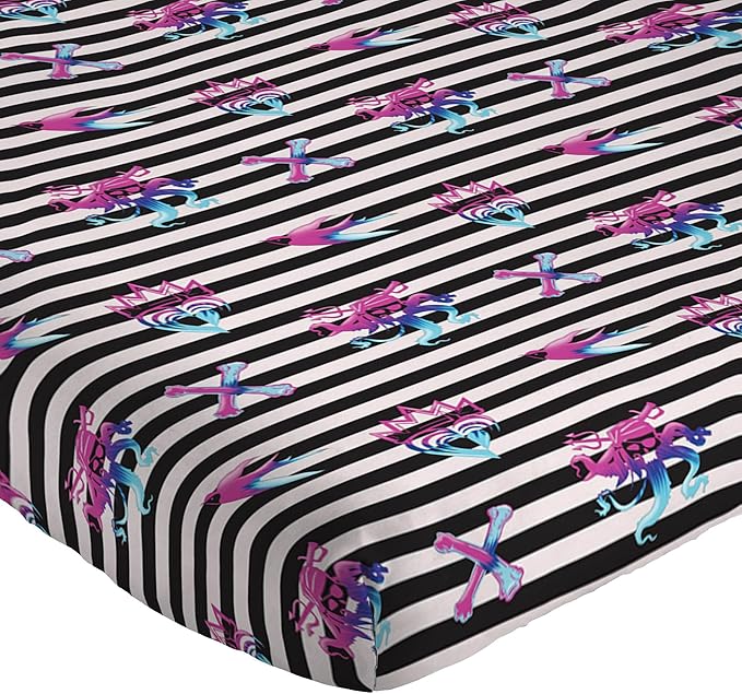Jay Franco Kids Sheet Set with Fitted, Flat Sheets & Pillow Cover - Ultra-Soft Bedding with Pillowcase for Room Decor, Multi Color - Descendants, 4 Piece Queen