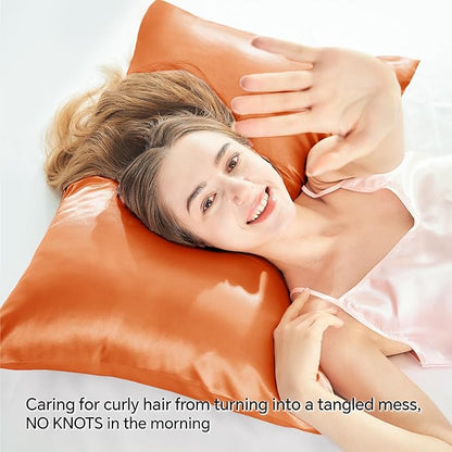 BEDELITE Satin Pillowcase with Zipper, Burnt Orange Pillow Cases Queen Size Set of 2, Super Soft and Cooling Similar to Silk Pillow Cases, Gift for Women Men(20x30 Inches)