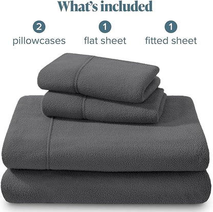 Bare Home Super Soft Fleece Sheet Set - Cal King Size - Extra Plush Polar Fleece, No-Pilling Bed Sheets - All Season Cozy Warmth (California King, Grey)