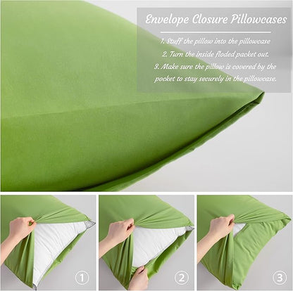 NTBAY Standard Pillow Cases Set of 2, 2 Pack Brushed Microfiber 20x26 Pillow Cases, Soft, Wrinkle, Fade, Stain Resistant Sage Green Pillow Cases with Envelope Closure, 20x26 Inches, Sage Green