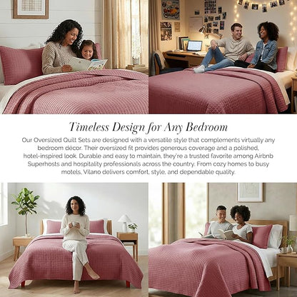 Southshore Fine Living, Inc. Queen/Full Size Quilt Bedding Set with 2 Pillow Shams, Soft Comfy Queen Coverlet/Full Size Bedspread, Machine Washable, Easy Care, Oversized for Total Coverage, Marsala