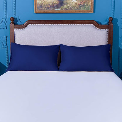 NTBAY King Pillowcase Set - 2 Pack Brushed Microfiber 20x40 Pillowcases - Soft, Wrinkle-Free, Fade-Resistant, Stain-Resistant, Navy Blue Pillowcases with Envelope Closure - 20x40 Inches, Navy Blue