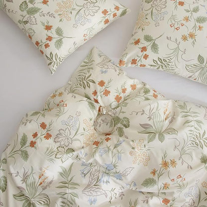 VM VOUGEMARKET Twin XL Comforter Set Green Flower Botanical Bedding Comforter with 2 Pillowcases,All Season Fluffy Soft & Lightweight Comforter for Teen Girls 68"x90"