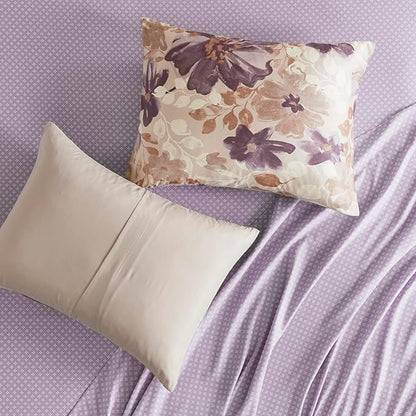 Madison Park Essentials Cal King Comforter Set & Sheets, Floral Bed in A Bag Microfiber Comforter for Cal King-Size Bed, Shabby Chic Cal King Bedding Diamond Print Sheet, Luna, Cal King, Taupe 7 Piece