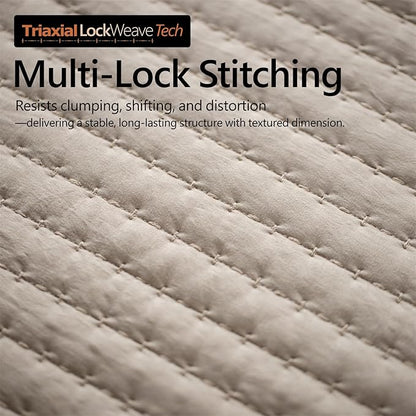 Twin Quilt Set – 68"x86" Soft Washed 3-Layer Lightweight Bedspread with Multi-Lock Quilting, Minimalist Nordic Bedding, All-Season Quilt for Spring, Summer & Fall (1 Quilt + 2 Pillow Shams),Oatmeal