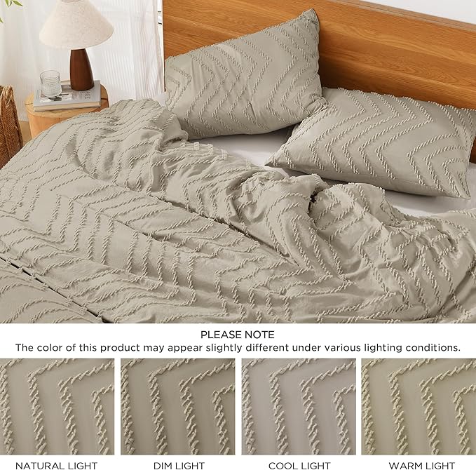 Litanika Oatmeal King Comforter Set, 3 Pieces Lightweight Tufted Bedding Sets, Down Alternative Comforter Fluffy Bed Set Gift Choice
