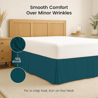 Utopia Bedding Queen Bed Skirt - Soft Quadruple Pleated Ruffle - Easy Fit with 16 Inch Tailored Drop - Hotel Quality, Shrinkage and Fade Resistant (Queen, Teal)