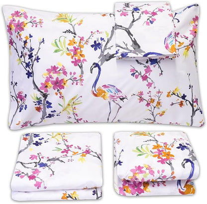 1500 Supreme Collection Extra Soft Botanical Bright Whimsical Watercolor Pattern Sheet Set, Full - Luxury Bed Sheets Set with Deep Pocket Wrinkle Free Bedding, Printed Pattern, Full