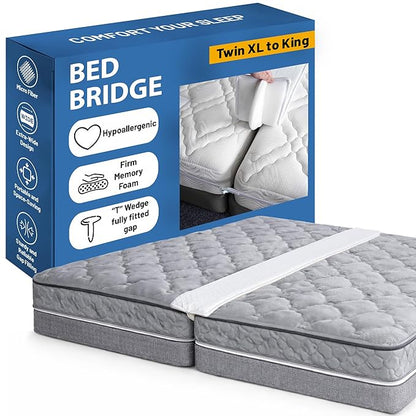 Greaton, 80” Bed Bridge Pad | Twin XL to King Mattress Converter Kit | Gap Filler for Adjustable Mattresses | Good for Guests Stay Overs & Family Room, White