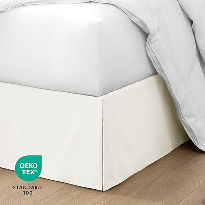 Bare Home Kids Twin Bed Skirt - 15-Inch Tailored Drop Easy Fit - Bed Skirt for Beds - Center & Corner Pleats (Twin, Cream)