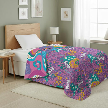 Northwest Furby Furby World Quilted Blanket, Comfy Throw, Adults Boys Girls, Soft Lightweight Bedding for Bed, or Couch, 60 x 80 inches