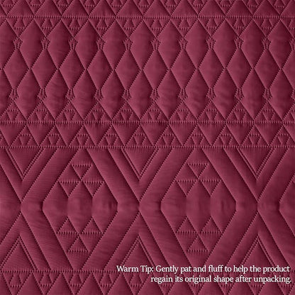 akkialla Twin Quilt Set, Burgundy Lightweight Microfiber Bedspread Coverlet, Boho Geometric Pattern, Soft All-Season Bedding, 2-Piece (1 Quilt, 1 Pillow Sham) | Breathable fabric, Modern style