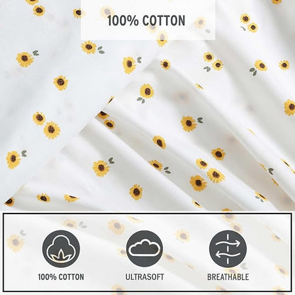 Eddie Bauer - Sheet Set, Cotton Percale Bedding with Matching Pillowcases, Crisp & Breathable, 200-Thread Count, Classic Comfort Essentials (Sunflower Yellow, Queen)