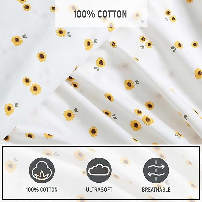 Eddie Bauer - Sheet Set, Cotton Percale Bedding with Matching Pillowcases, Crisp & Breathable, 200-Thread Count, Classic Comfort Essentials (Sunflower Yellow, King)