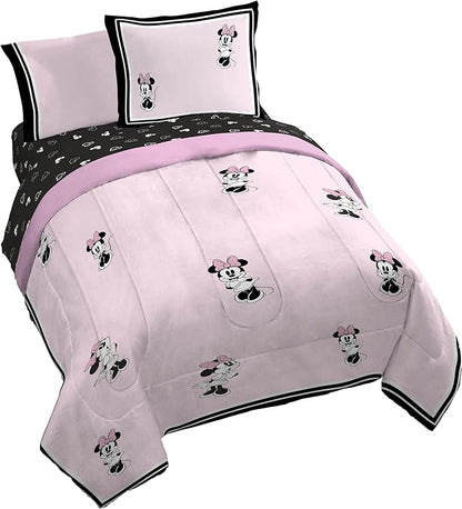 Jay Franco Kids Comforter Set Includes Sheets and Pillow Covers - Soft and Cozy Bed Set for Stylish Room Decor, Official Licensed Bedding, Multi - Minnie Mouse, 7 Piece King