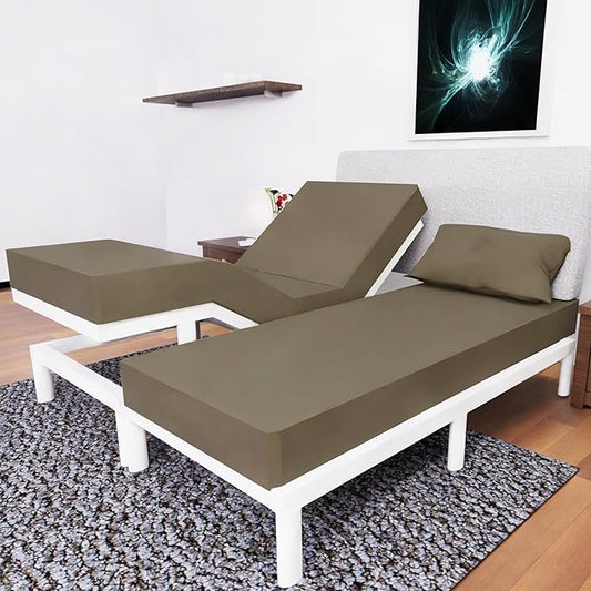 Split Queen Sheets - 5 Pcs Set for Adjustable Bed - Soft, Wrinkle-Resistant (Taupe)