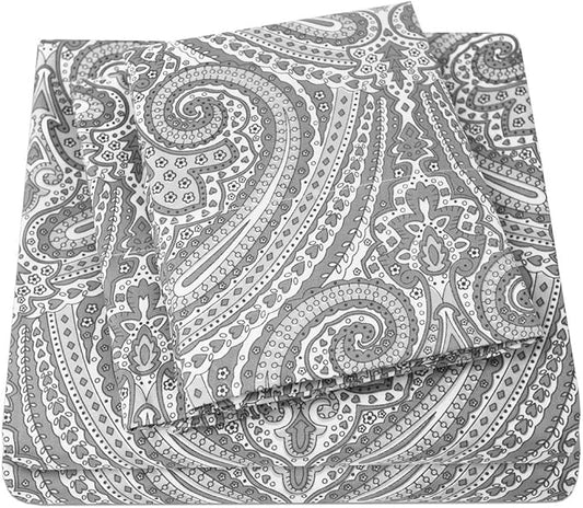 1500 Supreme Collection Queen Sheet Sets Paisley Gray - Luxury Hotel Bed Sheets and Pillowcase Set for Queen Mattress - Extra Soft, Elastic Corner Straps, Deep Pocket Sheets, Queen, Paisley Gray