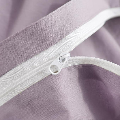 NEXHOME PRO Duvet Cover Set 100% Washed Cotton Oversized Queen 92"x98", Organic Natural Linen Look Textured 3 Pieces Bedding Set Lavender Lilac with Zipper Closure, Breathable Soft (No Comforter)
