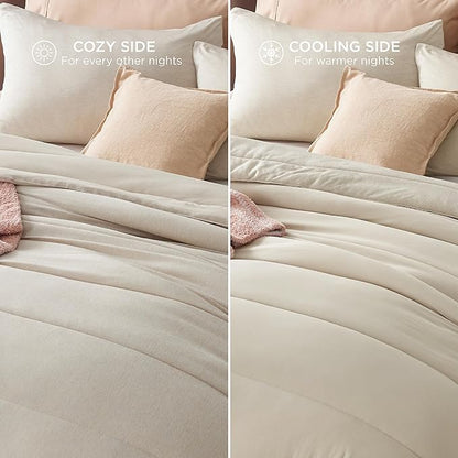 Bedsure King Comforter Set - Cooling and Warm Bed Set, Linen Reversible Bedding for All Season, 3 Pieces, 1 King Size Comforter (102"x90") and 2 Pillow Cases (20"x36")