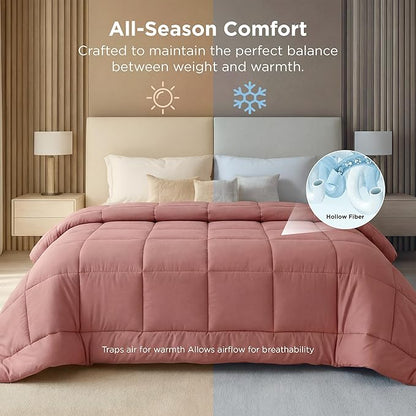 Bedsure Comforter Duvet Insert - Quilted Comforters Oversized King Size, All Season Duvet, GentleSoft Down Alternative Bedding, with 8 Tabs, Gifts for Women, Dusty Pink, Oversized King 116x98 Inches