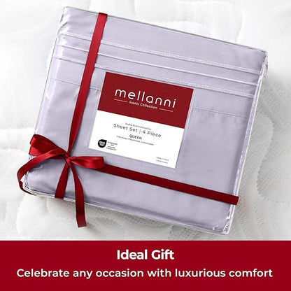 Mellanni Extra Deep California King Sheets - 4 PC Iconic Collection Bedding - Hotel Luxury, Ultra Soft, Cooling Bed Sheets - Wrinkle, Fade, Stain Resistant (Cal King, Lavender)