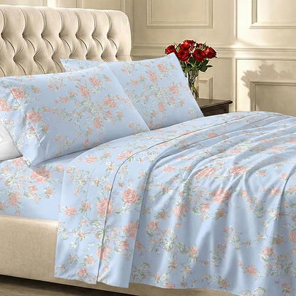 California Design Den Full Size Bed Sheets Set - 400 Thread Count Sateen, Natural 100% Cotton Sheets for Full Size Bed, Deep Pocket and Durable Bedding Set - Antique Rose