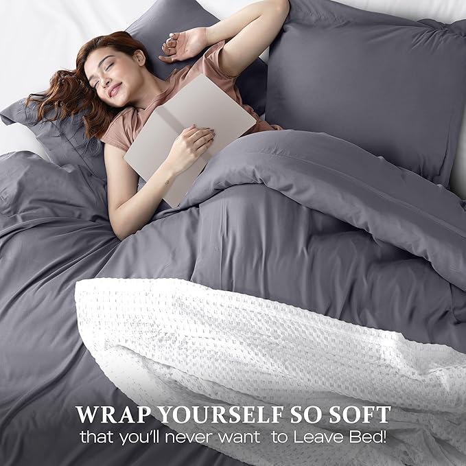 Utopia Bedding Duvet Cover Full Size - 3 Piece with Zipper Closure - 1 Comforter Cover 80X90 Inches & 2 Pillow Shams 20X26 Inches (Grey) Comforter Not Included