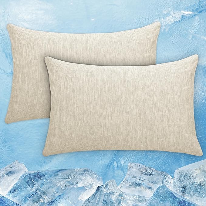CHOSHOME Cooling Pillow Cases Zipper Pillow Covers Q-Max > 0.45 Zippered Pillowcases for Hot Sleepers, Soft, Breathable, Skin-Friendly, 4 Pack (King, 20"x36", Beige)