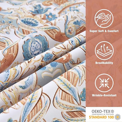 JSD Vintage Paisley Printed Sheet Set King Size, 4 Piece Soft Pattern Microfiber Sheets Extra Deep Pocket