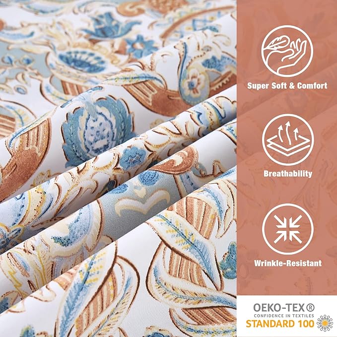 JSD Paisley Printed Sheet Set Twin Size, 3 Piece Soft Pattern Microfiber Sheets Extra Deep Pocket