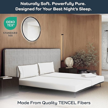 Olive + Crate Tencel Lyocell Eucalyptus Split King Sheets for Adjustable Bed - Cooling Tencel Sheets for Hot Sleepers with 16 Inch Deep Pocket Fit - Spring Sage, 5-Piece Set