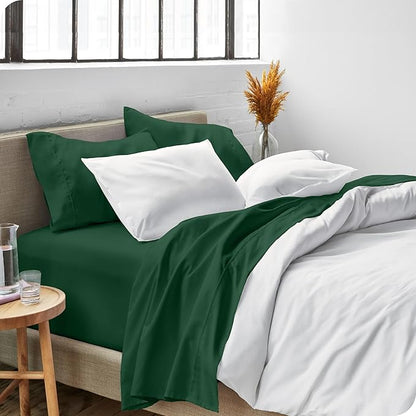 Bare Home Split King Sheet Set - 1800 Ultra-Soft Microfiber Bed Sheets - Double Brushed - Deep Pockets - Easy Fit - 5 Piece Set - Bedding Sheets & Pillowcases (Split King, Forest Green)